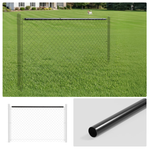 10 FT Dia. 1-5/8" Fencing Top Rail, Black Powder Coated Galvanized Pipe for Chain Link Fence, Multi-options