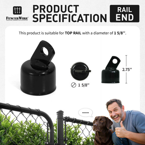 1-5/8" Green Top Rail End, Rail End Cap for 1-5/8" Outside Diameter Pipe, Multi-options