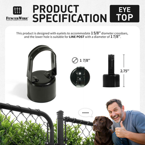 Silver Galvanized Chain Link Fence Eye Top Rail Cap, Use for 1-7/8" Outside Diameter Post and 1-5/8" Top Rail, Multi-options