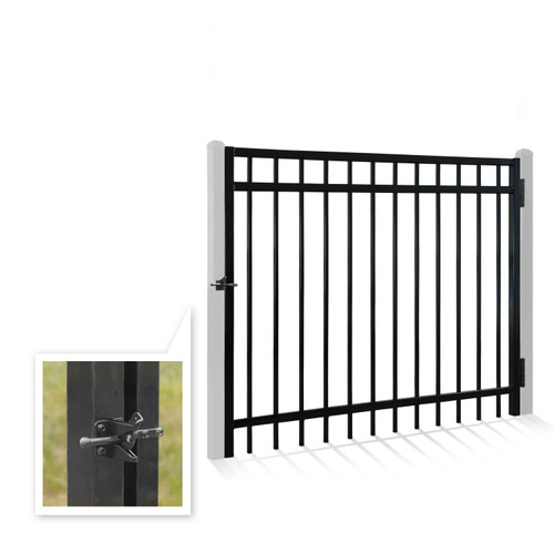 4FT Height X 5FT Width Heavy Duty Flat Top Fence Gate with Lock Attachment, Multiple Options