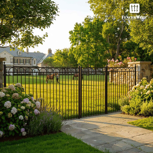 Heavy Duty Arc Fence Barrier Kit, Anti-Rust Metal Steel Fence with 5FT Height X 8FT Width Panels