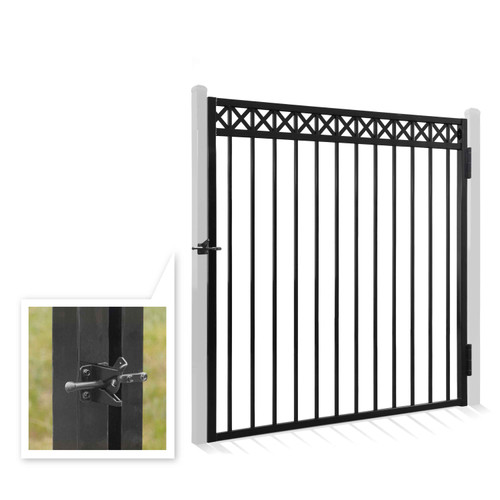 5FT Height X 5FT Width Heavy Duty Flat Top X-Pattern Fence Gate with Lock Attachment, Multiple Options