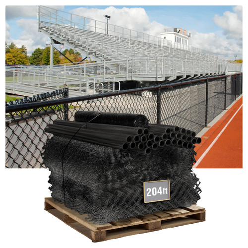 6ft. Height 9 Gauge Black Vinyl Coated Chain Link Fence Kit w/Fence Fabric, Gate, Posts, Top Rails & Hardware, Multiple Options