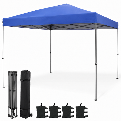 10ft x 10 ft Patented One-Push Pop Up Outdoor Canopy Tent, Blue