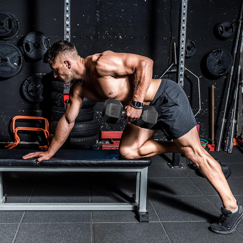 Rubber Coated Hex 5 - 50lb Dumbbell Set w/ 4-Sided Vertical Rack (No Mat) Rubber Coated Hex 5 - 50lb Dumbbell Set w/ 4-Sided Vertical Rack (No Mat)