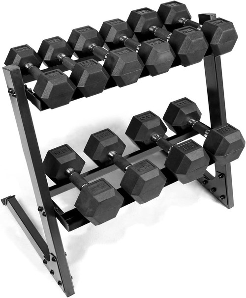 CAP Barbell 200(10-30) LB PVC-Coated Hex Dumbbell Set with 28" Horizontal Rack Stand CAP Barbell 200(10-30) LB PVC-Coated Hex Dumbbell Set with 28" Horizontal Rack Stand