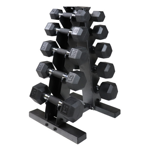 CAP Barbell 100(5, 8, 10, 12, 15 Pair) LB PVC-Coated Hex Dumbbell Set with 5-tier Rack Stand CAP Barbell 100(5, 8, 10, 12, 15 Pair) LB PVC-Coated Hex Dumbbell Set with 5-tier Rack Stand