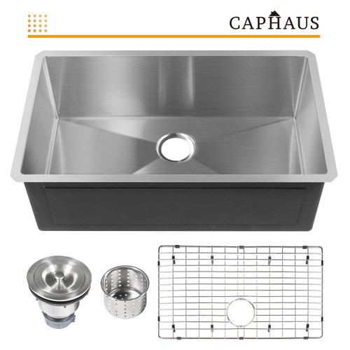 CAPHAUS? Undermount Single Bowl 16 Gauge Stainless Steel Kitchen Sink, 32" CAPHAUS? Undermount Single Bowl 16 Gauge Stainless Steel Kitchen Sink, 32"