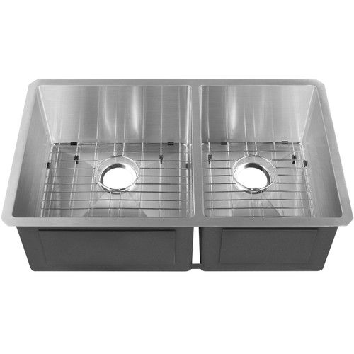 CAPHAUS? Undermount 60/40 Double Bowl 16 Gauge Stainless Steel Kitchen Sink, 32-3/4"