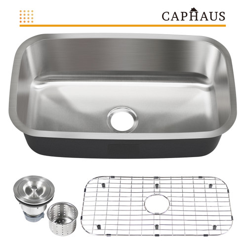 CAPHAUS?Undermount Single Bowl 16 Gauge Stainless Steel Kitchen Sink, 31-1/2" CAPHAUS?Undermount Single Bowl 16 Gauge Stainless Steel Kitchen Sink, 31-1/2"