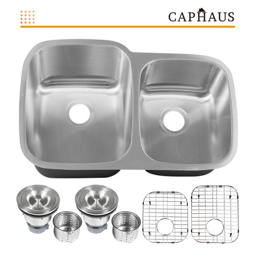 CAPHAUS? Undermount 60/40 Double Bowl 16 Gauge Stainless Steel Kitchen Sink, 32-1/4" CAPHAUS? Undermount 60/40 Double Bowl 16 Gauge Stainless Steel Kitchen Sink, 32-1/4"