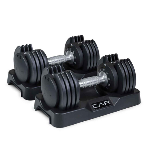 25 LB Pair Adjustable Dumbbell with Anti-Slip Turning Handle and Dumbbell Tray