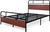 Metal Bed Frame with Wooden Headboard and Footboard