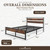 Metal Bed Frame with Modern Wood Headboard and Footboard