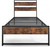 Metal Bed Frame with Modern Wood Headboard and Footboard
