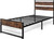 Metal Bed Frame with Modern Wood Headboard and Footboard