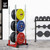 6 Posts Olympic Bumper Plate Storage Rack with 4 Barbell Holders for 2-Inch Bars