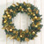 Lighted Christmas Magnolia & Eucalyptus Wreath, Pre-lit Artificial Door Wreath for Xmas
