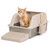 XL Enclosed Stainless Steel Cat Litter Box with Lid, High Sided Metal Litter Box w/ Scoop
