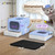 Foldable Cat Litter Box with Lid, Drawer Design, Two-Way Entry, Includes Scoop & Mat