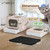 Foldable Cat Litter Box with Lid, Drawer Design, Two-Way Entry, Includes Scoop & Mat