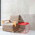 15.7-Inch Square Metal Tray End Table, Side Table, Matte Red
