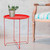 Foldable 18-Inch Round Metal End Table, Side Table, Samba Red