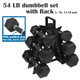 CAP Barbell 54(5, 10, 12 Pair) LB PVC-Coated Hex Dumbbell Set with 3-tier Rack Stand