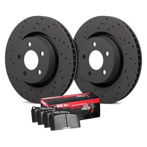 Hawk Talon HPS 5.0 Drilled and Slotted Rear Brake Kit with High Performance Street 5.0 Pads - HKC4957.145B