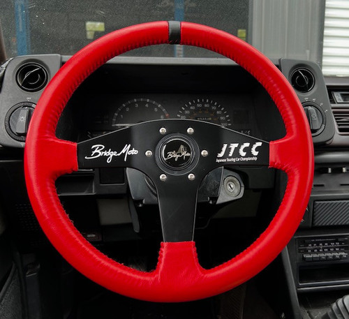 BridgeMoto JTCC Steering Wheel Genuine Leather - Red