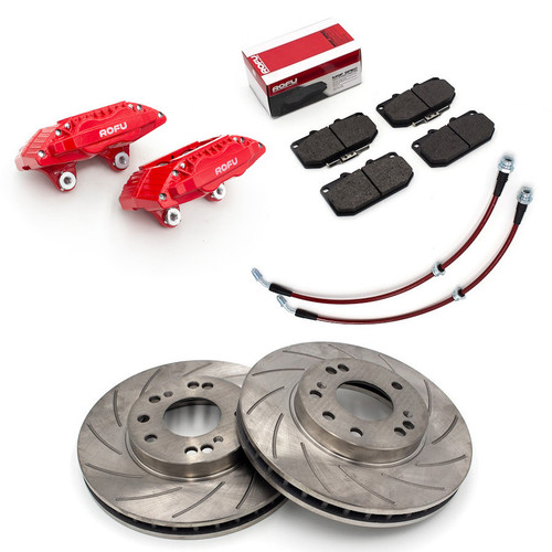 ROFU - Z32 Front Brake Calipers, Rotors, Pads, and Line Swap Kit for Nissan 240SX S13 S14 S15