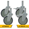Quantum Medical Swivel Thermoplastic Resin Stem Caster – Set of Four, 5" x 1-1/4", For Organized Storage