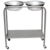 Blickman Double Basin Solution Stand – Stainless Steel Construction – Basin Ring Design – with Swivel Casters