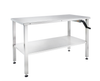 Blickman Hydraulic Instrument Table – Stainless Steel Construction – Lower Shelf and H-Brace – Steel Build