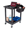 Luxor 24" x 18" Plastic Utility Tub Cart - Two Shelves with Outrigger Utility Cart Bins 27.25x18x34.25 in