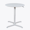 Luxor Mobile Pneumatic Height Adjustable Round Café Table, 36" W x 31.5" D x 27.6" - 42.4" H, White