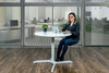 Luxor Mobile Pneumatic Height Adjustable Round Café Table, 36" W x 31.5" D x 27.6" - 42.4" H, White