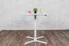 Luxor Mobile Pneumatic Height Adjustable Round Café Table, 36" W x 31.5" D x 27.6" - 42.4" H, White