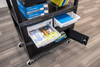 Luxor 32" x 18" Deluxe Teacher Cart with Locking Cabinet, Storage Bins, Keyboard Tray, Pocket Chart Hooks, and