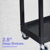 Luxor TUFFY XL Two-Shelf Multi-Purpose Utility Cart, 32" x 18" 35.25x18x34.25 in with 2 Shelves