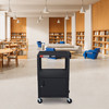 Luxor LEADER Adjustable-Height Three-Shelf Media Utility Cart 24x18x24 in with 3 Shelves Steel Build
