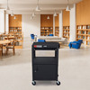 Luxor LEADER Adjustable-Height Three-Shelf Media Utility Cart 24x18x24 in with 3 Shelves Steel Build