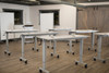 Luxor Mobile Crank Height Adjustable Nesting Standing Desk with Flip Top 59x23.6x30 in Rolling Casters
