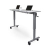 Luxor Mobile Crank Height Adjustable Nesting Standing Desk with Flip Top 59x23.6x30 in Rolling Casters