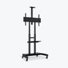Luxor Adjustable-Height Rolling TV Stand, 39.25" W x 28.25" D x 48"-65" H, Black 39.25x28.25x48 in