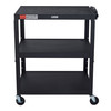 Luxor LEADER XL Adjustable-Height Three-Shelf Media Utility Cart, 32" x 20" 32x20x24 in with 3 Shelves