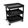 Luxor ENDURA XL 34" Three-Shelf Utility Cart, 32" x 24" 32x24x38.25 in with 3 Shelves Foam Plastic Build