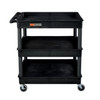 Luxor ENDURA XL 34" H Three-Shelf Utility Cart, 32" W x 24" D, Black, Tub Shelves with 3 Shelves