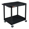 Luxor ENDURA XL 38" Two-Shelf Utility Cart, 32" x 24" 32x24x37.5 in with 2 Shelves Foam Plastic Build