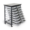 Luxor Mobile Bin Storage Unit - Double Row with Small Gray Bins 30.75x20x37.5 in Steel Build